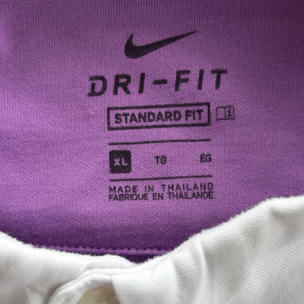Nike Dri-FIT Polo Shirt XL Purple Navy Colorblock Pocket Standard Fit‎